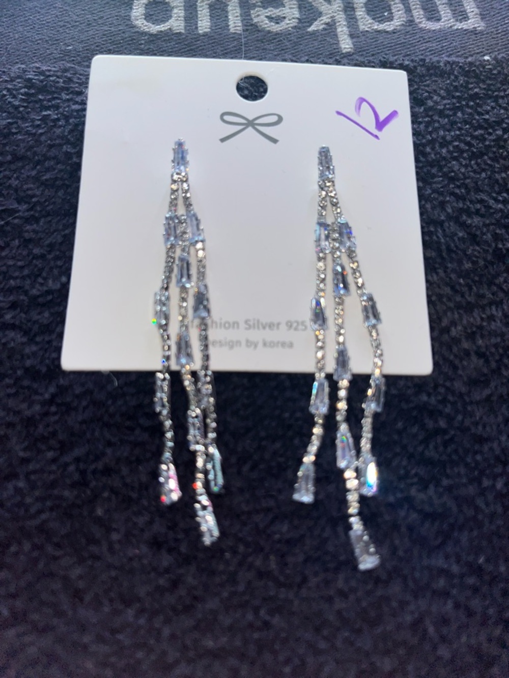 Delicate Silver Crystal Drop Earrings - Sparkling White